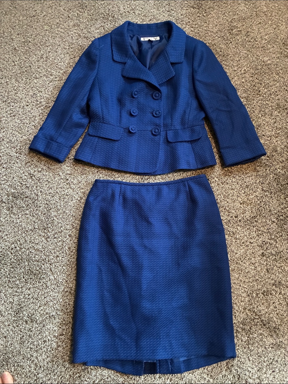 ⭐️ TAHARI Women's Double-Breasted Blue Skirt Suit Jacket & Skirt Set